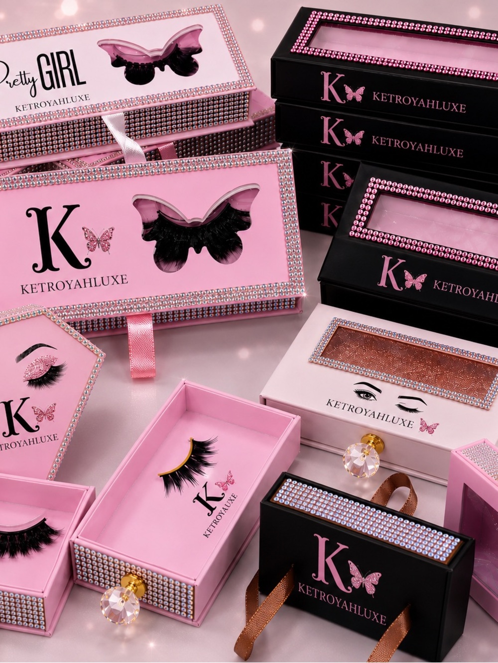 Ketroyahluxe Pink Luxury False Eyelash Set